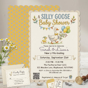 Retro Duck & Gosling Baby Shower Invitation 