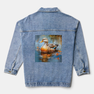 retro duck Pintail Duck Cute Duck Duck Watercolor Denim Jacket