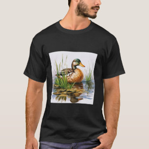 retro duck Pintail Duck Cute Duck Duck Watercolor  T-Shirt