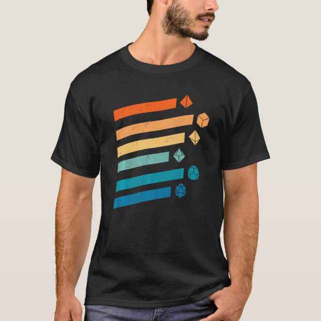 Retro Dungeons Dice Shirt D20 Dragons Fantasy Gami (Front)