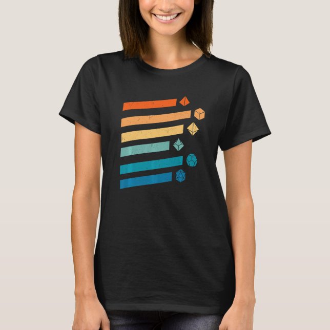 Retro Dungeons Dice Shirt D20 Dragons Fantasy Gami (Front)