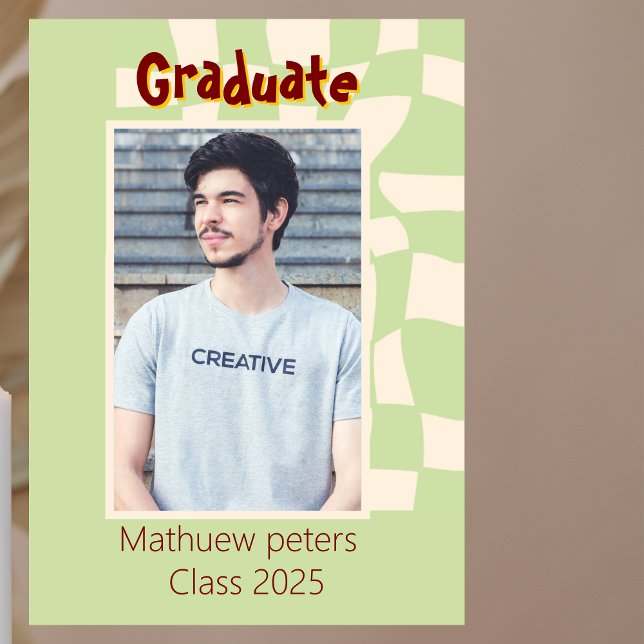 Retro Duo-Tone Graduation Announcement card (Creator Uploaded)
