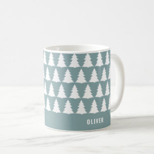 Retro dusty blue Christmas Modern Minimal Unique Coffee Mug