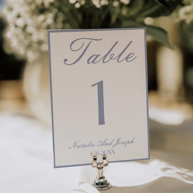 Retro Dusty Blue Old Money Classy Wedding Table Invitation (Creator Uploaded)