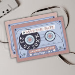 Retro Dusty Pink Cassette Tape Wedding Save The Date<br><div class="desc">Retro Dusty Pink Cassette Tape Wedding Save the Date Cards - Groovy Vintage Vibes for Your Special Day. Transport your guests back in time with our unique wedding save-the-date cards featuring a bold dusty pink, pale pink, cassette tape design. Embrace the groovy essence of the seventies, nineties, and sixties, as...</div>