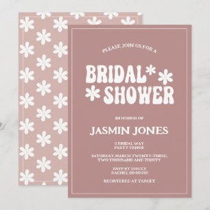 Retro Dusty Pink Daisy Flower Bridal Shower Invitation