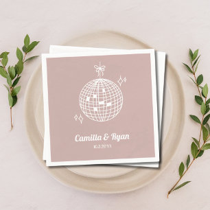 Retro Dusty Pink Disco Wedding Decor Napkins