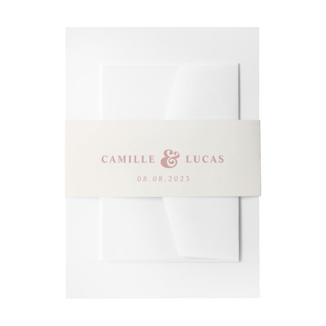 Retro Dusty Rose Invitation Belly Band (Front Example)