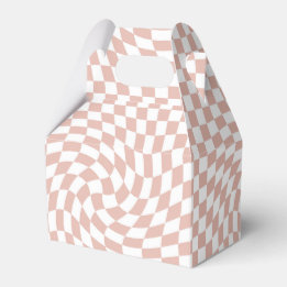 Retro Dusty Rose Sand Pink Checks Chequered Favour Box