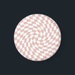 Retro Dusty Rose Sand Pink Checks Chequered     Magnet<br><div class="desc">Perfect warped chequered design pillow in pastel colours,  full of great vibes. Modern warped checkers pattern. This nice retro psychedelic design takes you to the wonderland. Warped checks in pastel colours. Twirl and swirl checks,  chequered dusty rose sand pink pattern</div>
