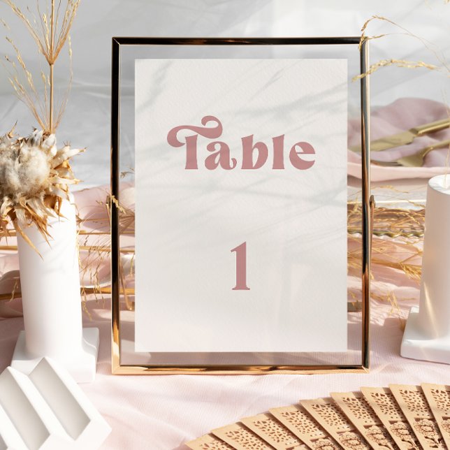Retro Dusty Rose Wedding table number (Creator Uploaded)