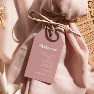 Retro Dusty Rose Wedding Welcome Gift Tags