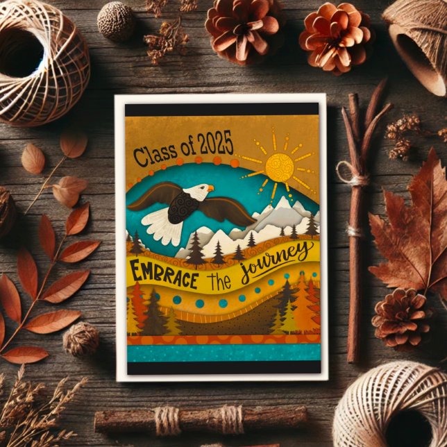 Retro Eagle Soaring Graduation Inspirational Quote Card (Creator Uploaded)