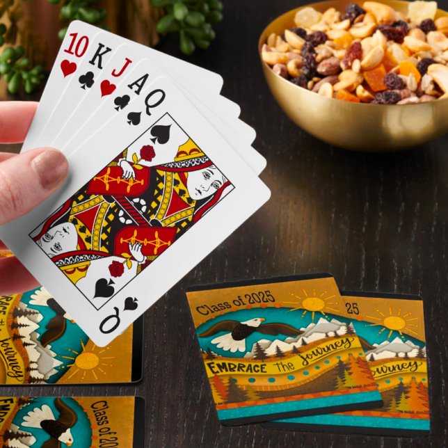 Retro Eagle Soaring Graduation Inspirational Quote Playing Cards (Creator Uploaded)