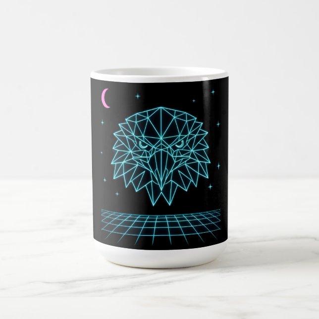 Retro Eagle Synthwave - Neon Flying Predator Coffee Mug (Center)