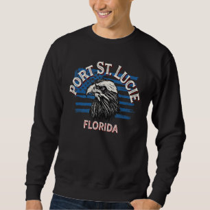 Retro Eagle Usa Flag Florida   Vintage Port St  Lu Sweatshirt