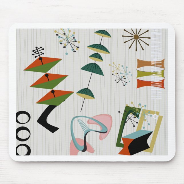 Retro Eames-Era Atomic Inspired Mouse Pad (Front)