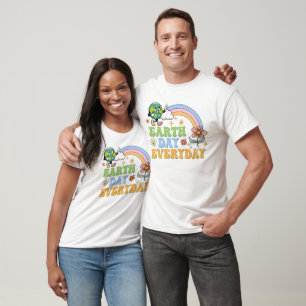 Retro Earth Day Everyday - Groovy Earth Rainbow T-Shirt