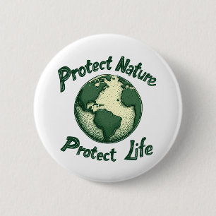 Retro Earth Day – Protect Nature, Protect Life 6 Cm Round Badge