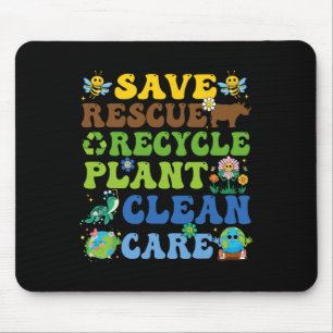 Retro Earth Day Save Bees Rescue Animals Recycle P Mouse Pad