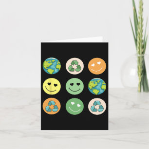 Retro Earth Day Smile Reduce Reuse Recycle Respect Card