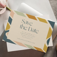 Retro Earthy Boho Abstract Wavy Pastel Wedding