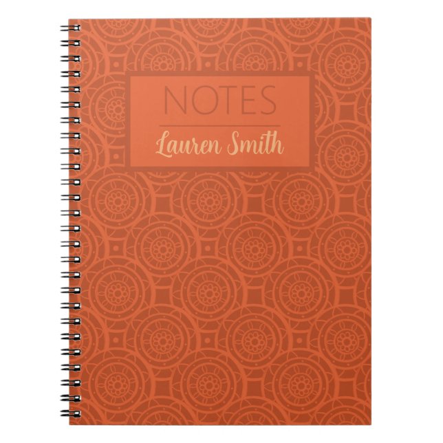 Retro Earthy Orange Mandala Pattern Notebook (Front)