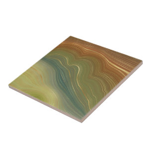 Retro Earthy Strata   Vintage Neutral Tone Agate Tile