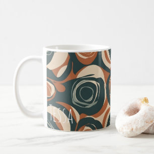 Retro Earthy Swirl Pattern Mid-Century Modern Coffee Mug