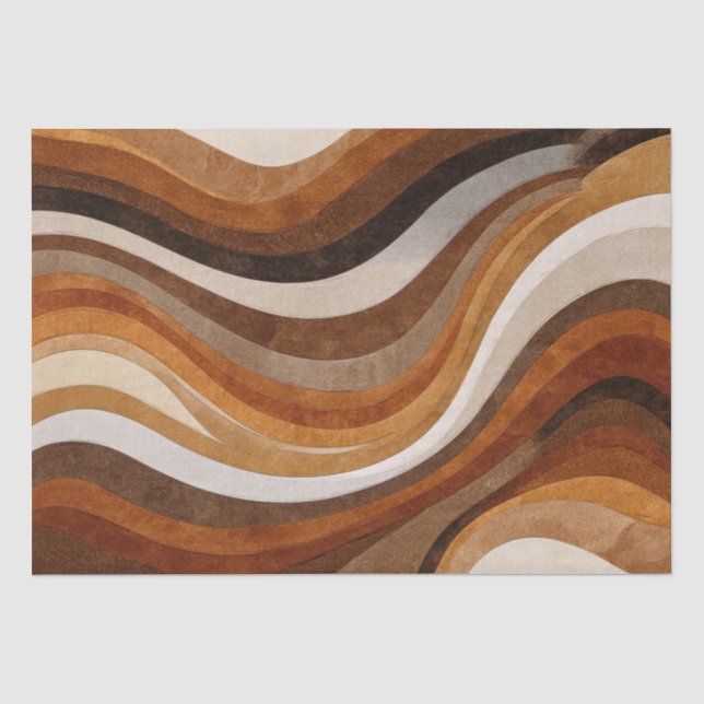 Retro Earthy Wavy Lines Tissue Paper (Front)