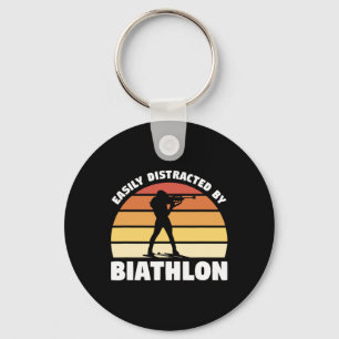 Retro Easily Distracted By Biathlon Biathlete  Key Ring