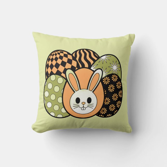 Retro Easter Bunny Decorative Throw Pillow (Front)