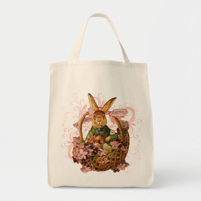 Retro Easter Bunny Tote Bag (Front)