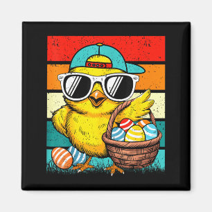 Retro Easter Chick Sungles Egg Basket Kids Boys Gi Magnet
