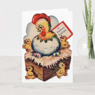 Retro Easter Chicken Greeting Card