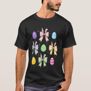 Retro Easter Day Cute Easter Eggs Coquette Bow Gir T-Shirt