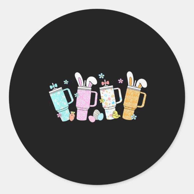 Retro Easter Day Stanley Tumbler Inspired Girls Ki Classic Round Sticker (Front)