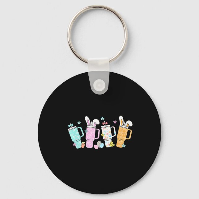 Retro Easter Day Stanley Tumbler Inspired Girls Ki Key Ring (Front)