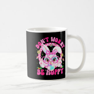 Retro Easter Dont Worry Be Hoppy Cute Bunny Easter Coffee Mug
