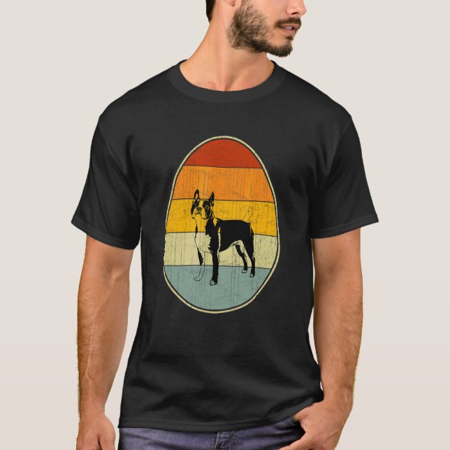 Retro Easter Egg Graphic  Easter Day Boston Terrie T-Shirt (Front)