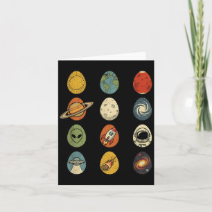 Retro Easter Egg Universe Space Planets Galaxy Card