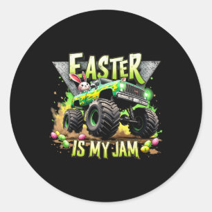 Retro Easter Is My Jam Monster Truck Off-road Fun Classic Round Sticker
