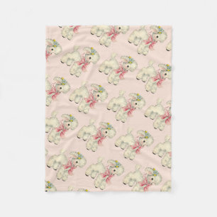 Retro Easter Lamb Fleece Blanket
