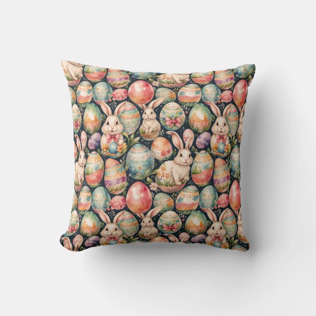 Retro Easter seamless pattern. Watercolor Cushion (Front)