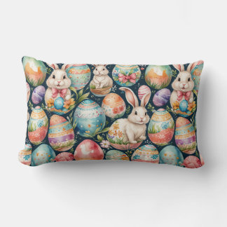 Retro Easter seamless pattern. Watercolor Lumbar Cushion