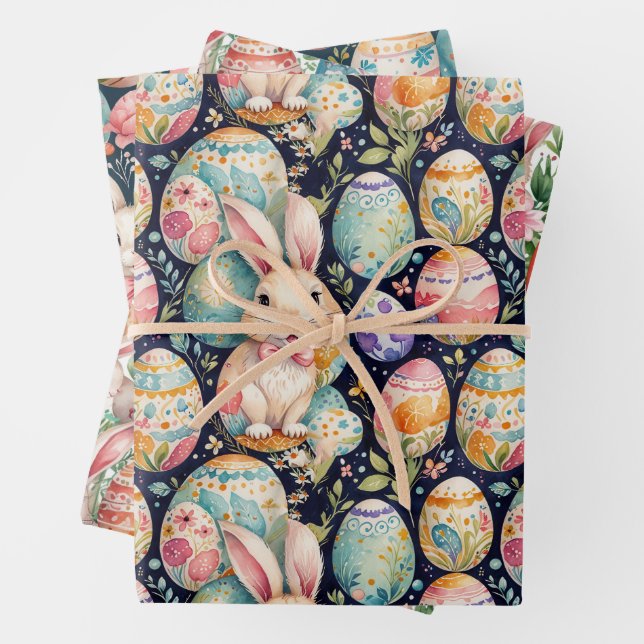 Retro Easter seamless pattern. Watercolor Wrapping Paper Sheet (In situ)
