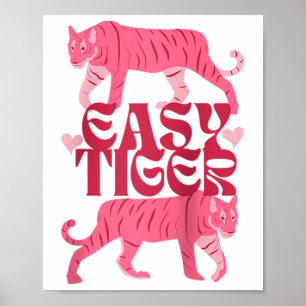 Retro Easy Tiger Boho Tattoo Style Valentines Day  Poster