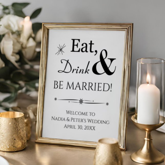 Retro Eat Drink and Be Married Wedding Welcome Poster (Creator Uploaded)