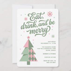 Retro Eat Drink and Be Merry Holiday Party Invitation