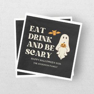 Retro Eat Drink & Be Scarry Spooky Halloween Napkin